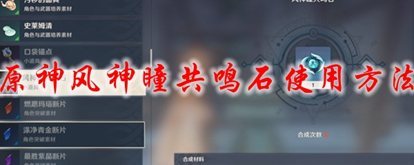 原神风神瞳共鸣石使用方法