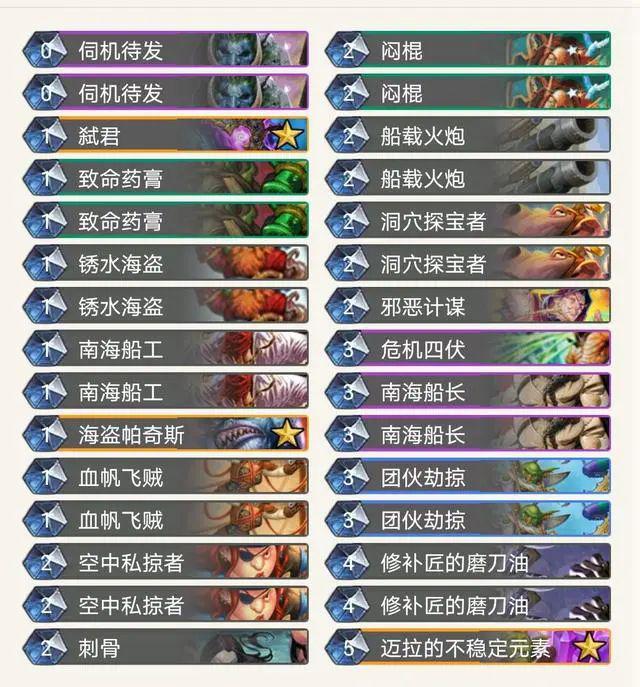 《炉石传说》外域的灰烬狂野海军贼卡组构筑