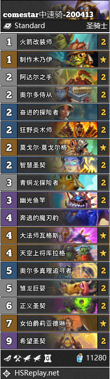 《炉石传说》外域的灰烬登顶卡组netestar中速骑介绍