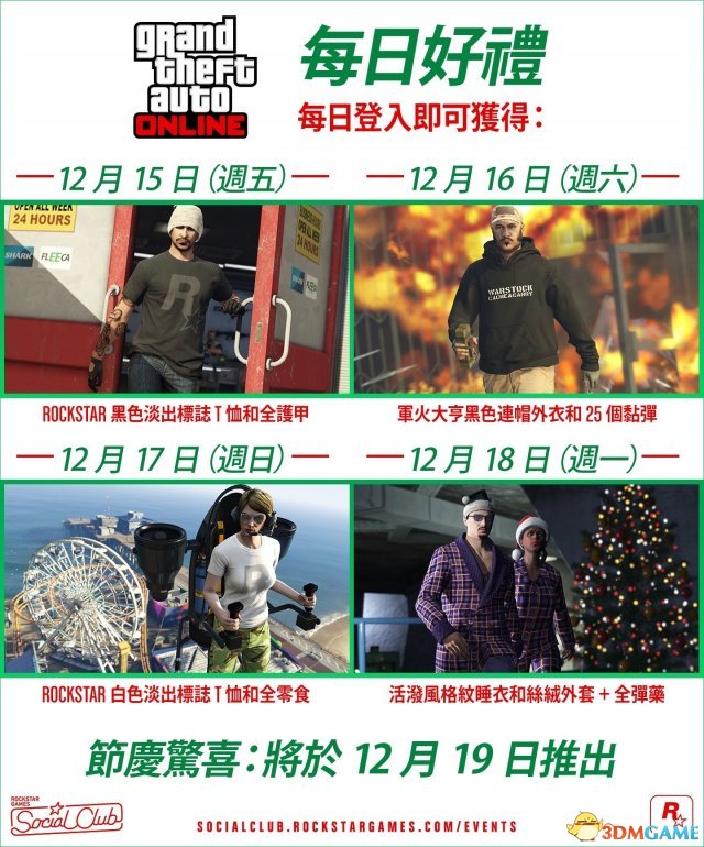 侠盗猎车5节庆惊喜倒数计时每日登录奖励一览